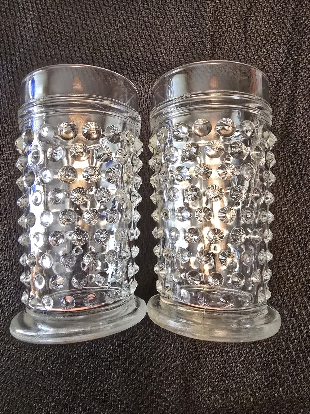 Vintage Clear Pointed Hobnail Pressed Glass Tumblers – Set of 2